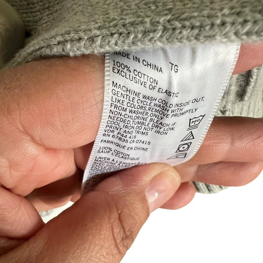 Nautica Mens XL Shawl Collar‎ Cardigan Sweater Gray Ribbed Cotton Button Front
